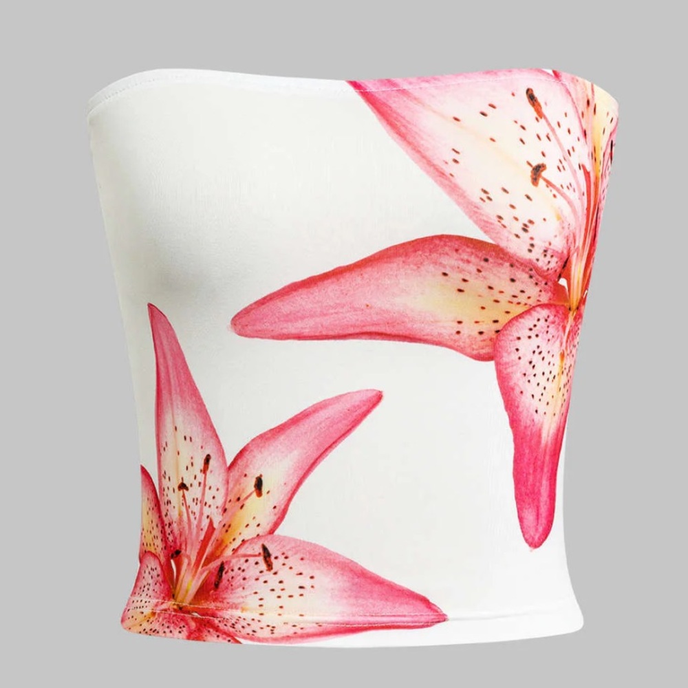 Micas Lily Print Strapless Top NWT